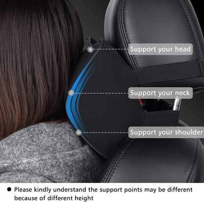 Memory Foam Car Neck Pillow Soft Leather Headrest for Driving Home Office Black (1PC)