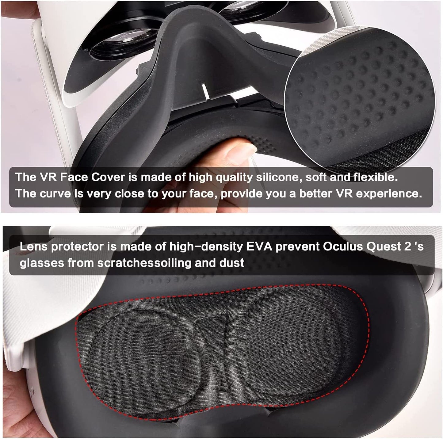 Durable Travel Case for Oculus Quest 2 VR Gaming Headset and Controllers, with Silicone Face Cover, Lens Protector, and Storage Bag 