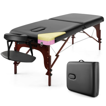 Height-Adjustable Folding Massage Table with Beech Wood Frame