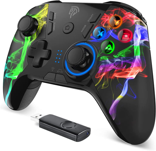 Wireless PC Controller, Dual-Vibration Joystick Gamepad Computer Gaming Controller for PC Windows 7/8/10/11/12, Steam, PS3, Switch and Android- Black