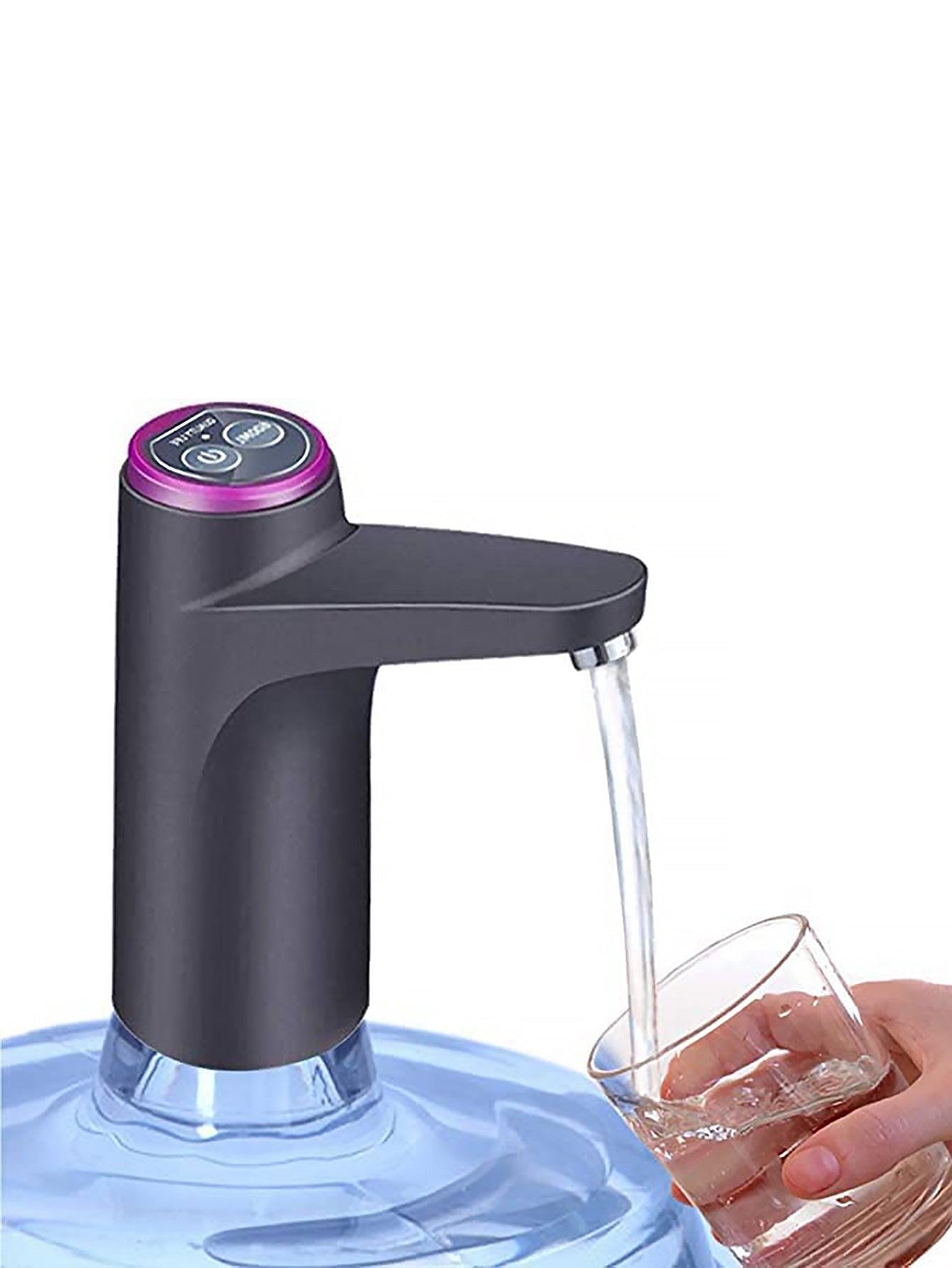 Portable Water Bottle Pump for Universal 3, 4 and 5 Gallon Dispensers with USB Charging and Automatic Shutdown Switch