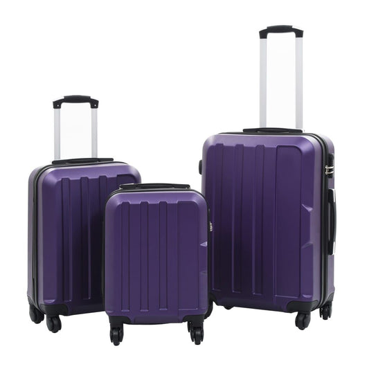 Durable 3-Piece Purple ABS Hardcase Trolley Set