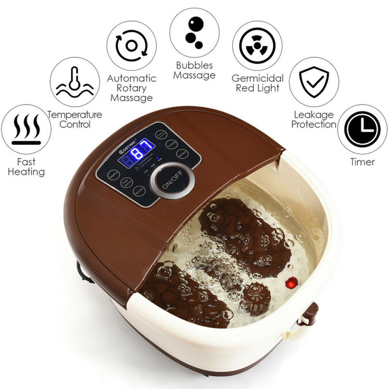 Portable Electric Foot Spa Bath Roller with Shiatsu Massage and Heat Function