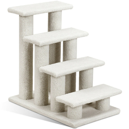 "Professional Pet Stairs with Carpeted Ladder and Scratching Post - 24 Inch Height, Ideal for Cat Tree Climbing"
