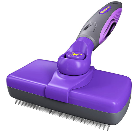 Dual-Purpose Self-Cleaning Slicker Brush for Pets - Effective Shedding and Fur Removal - Versatile Grooming Comb for Dogs, Cats, Rabbits, and More - Premium Deshedding Tool and Shedding Brush for Cats