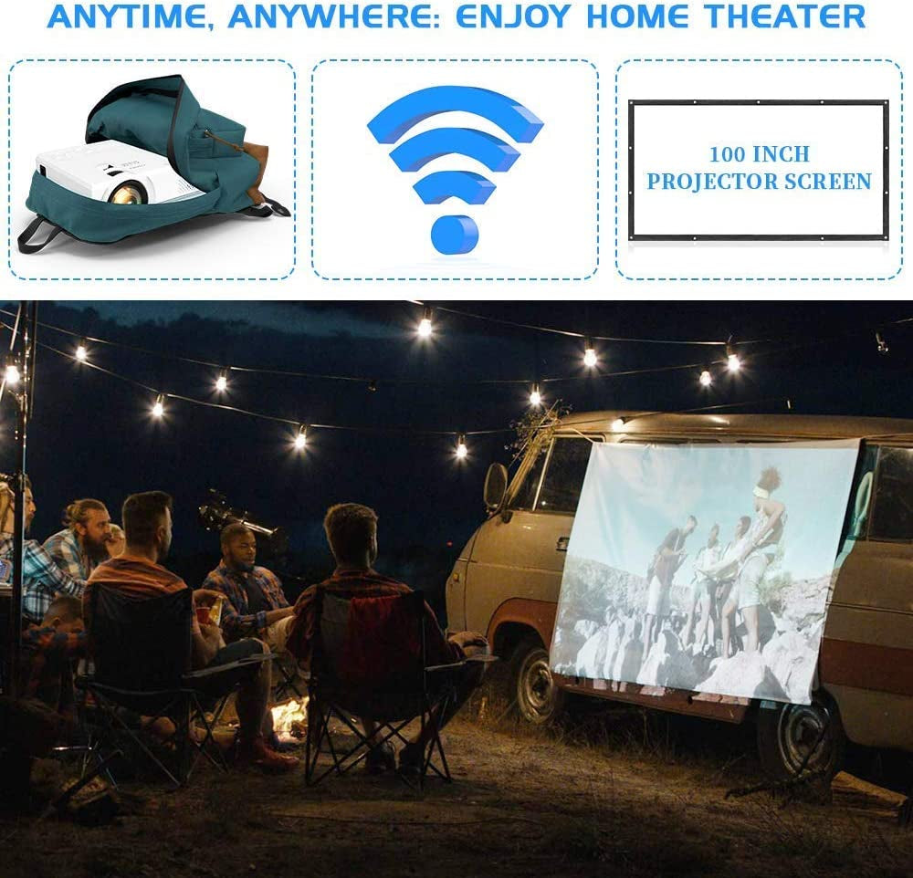 Projector with Wifi, 2023 Upgrade 8500L [100" Projector Screen Included] Projector for Outdoor Movies, Supports 1080P Synchronize Smartphone Screen by Wifi/Usb Cable for Home Entertainment