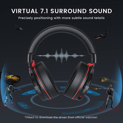 Professional USB Gaming Headset for PC with Detachable Noise Cancelling Mic and Immersive 7.1 Surround Sound