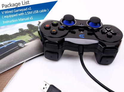 USB Wired Gaming Controller Gamepad for PC/Laptop (Windows XP/7/8/10/11) & PS3 & Android & Steam - Black