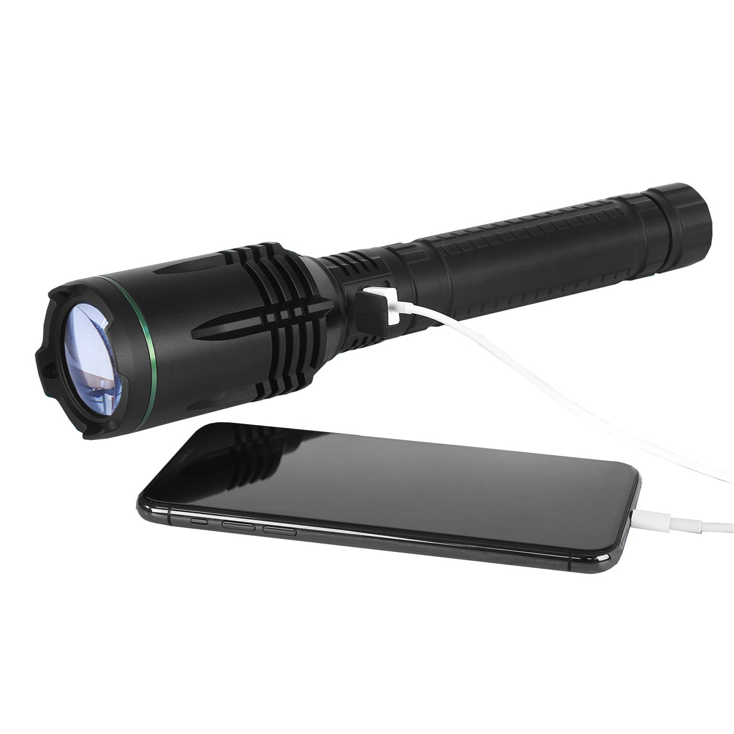 High-Intensity LED Flashlight with 3,000 Lumens, Includes Rechargeable Batteries and Additional 3 "C" Batteries