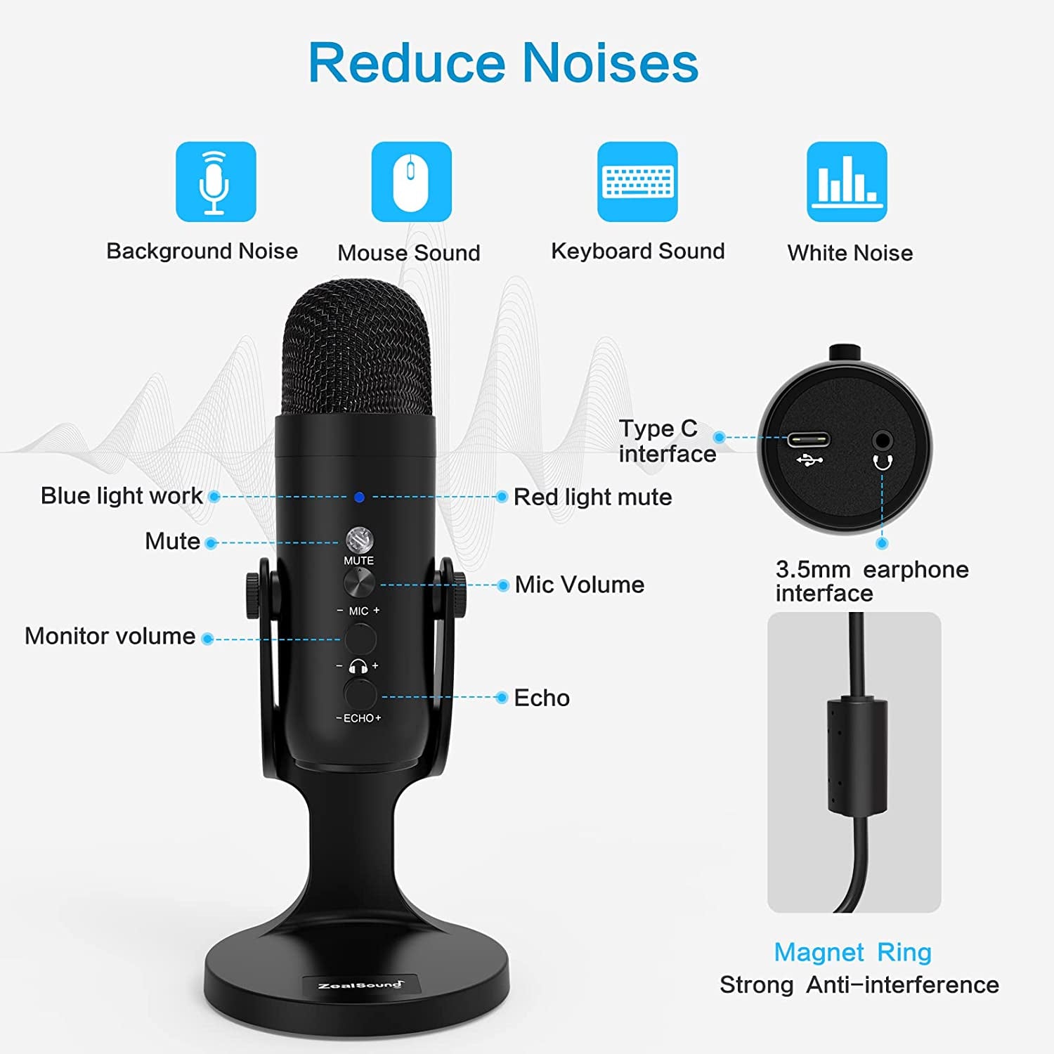 Professional USB Condenser Microphone with Plug and Play Functionality for Gaming, Podcasting, and Recording on PC, Mac, and PS4/PS5 (Black)