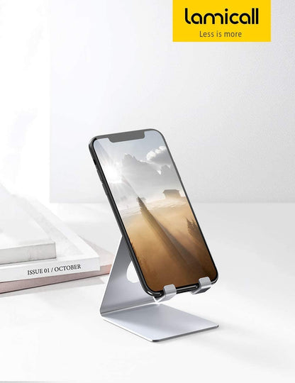 Silver Cell Phone Stand and Charging Dock - Compatible with Phone 12 Mini, 11 Pro, Xs Max, XR, X, 8, 7, 6 plus, SE, and All Smartphones