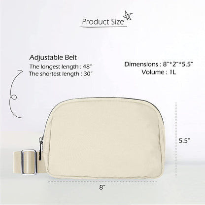 Crossbody Bag with Adjustable Strap Small Shoulder Pouch for Workout Running Traveling Hiking, Ivory