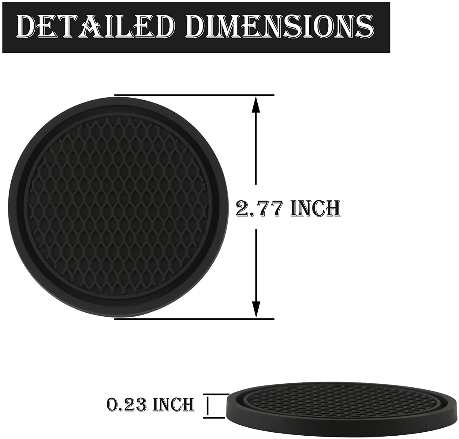 4PCS Universal Non-Slip Car Cup Coasters with Ornament Embedded Design, Black - Car Interior Accessories