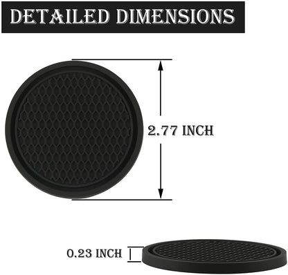 4PCS Universal Non-Slip Car Cup Coasters with Ornament Embedded Design, Black - Car Interior Accessories