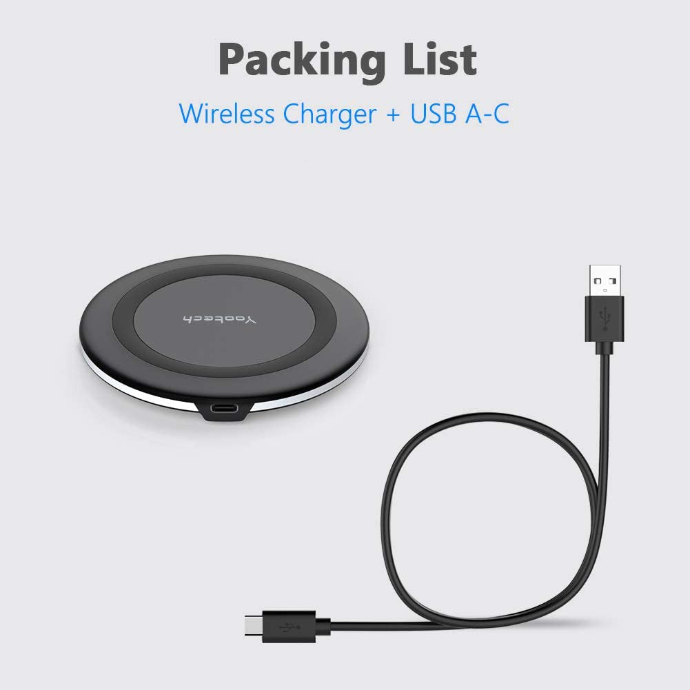 10W Max Fast Wireless Charging Pad for iPhone 14/13/SE 2022/12/11/X/8 Models, Samsung Galaxy S22/S21/S20 & AirPods Pro 2 (AC Adapter Not Included)"