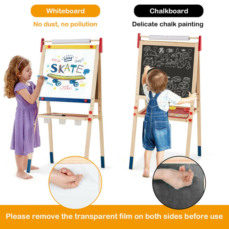 Versatile and Adjustable Wooden Art Easel for Children