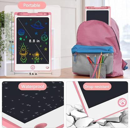 Educational Reusable Electronic Drawing Pad for Children - 8.8 Inch Colorful Doodle Board Toy, Ideal Gift for 3-7 Year Old Girls and Boys, Enhancing Learning and Creativity