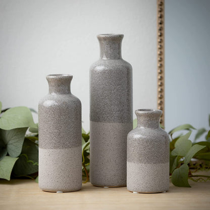 Gray Vase Set: Versatile Farmhouse Decor for Aesthetic Room, Kitchen, Bedroom, Office, Living Room, Bathroom, Shelf, and Centerpiece Table Decorations