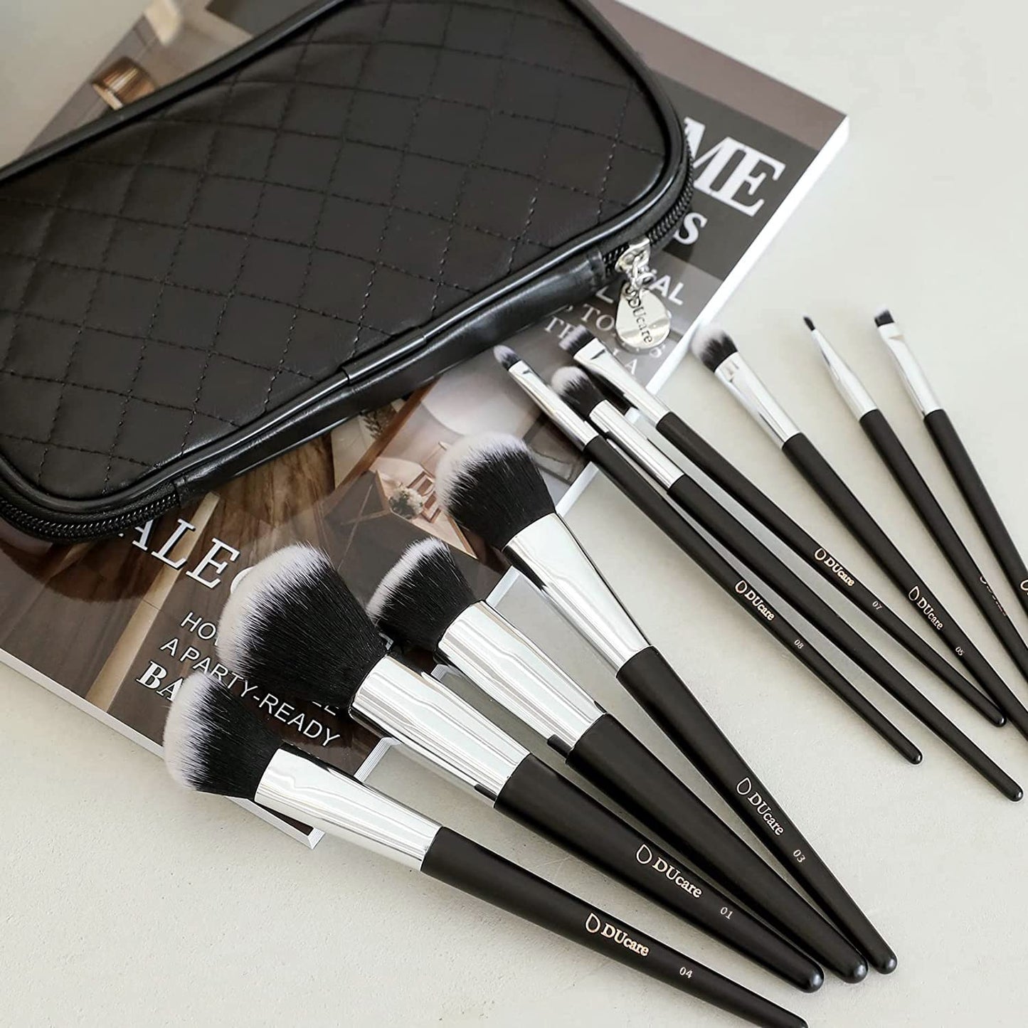 10-Piece Travel Makeup Brush Set with Case - Premium Synthetic Kabuki Brushes for Women - Ideal Gift