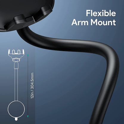 Long Arm Cell Phone Holder for Car - Dashboard/Windshield Mount with Powerful Suction and Anti-Shake Stabilization - Universal Compatibility for Android and iPhone Smartphones