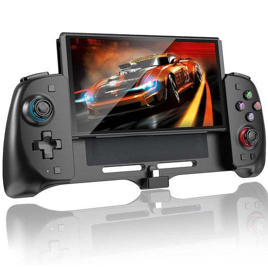 Enhanced One-Piece Joycon Controller for Nintendo Switch/Oled, Ergonomic Design with 6-Axis Gyro, 15V PD Fast Charging, Wakeup/Turbo, and Dual Motor Vibration Support