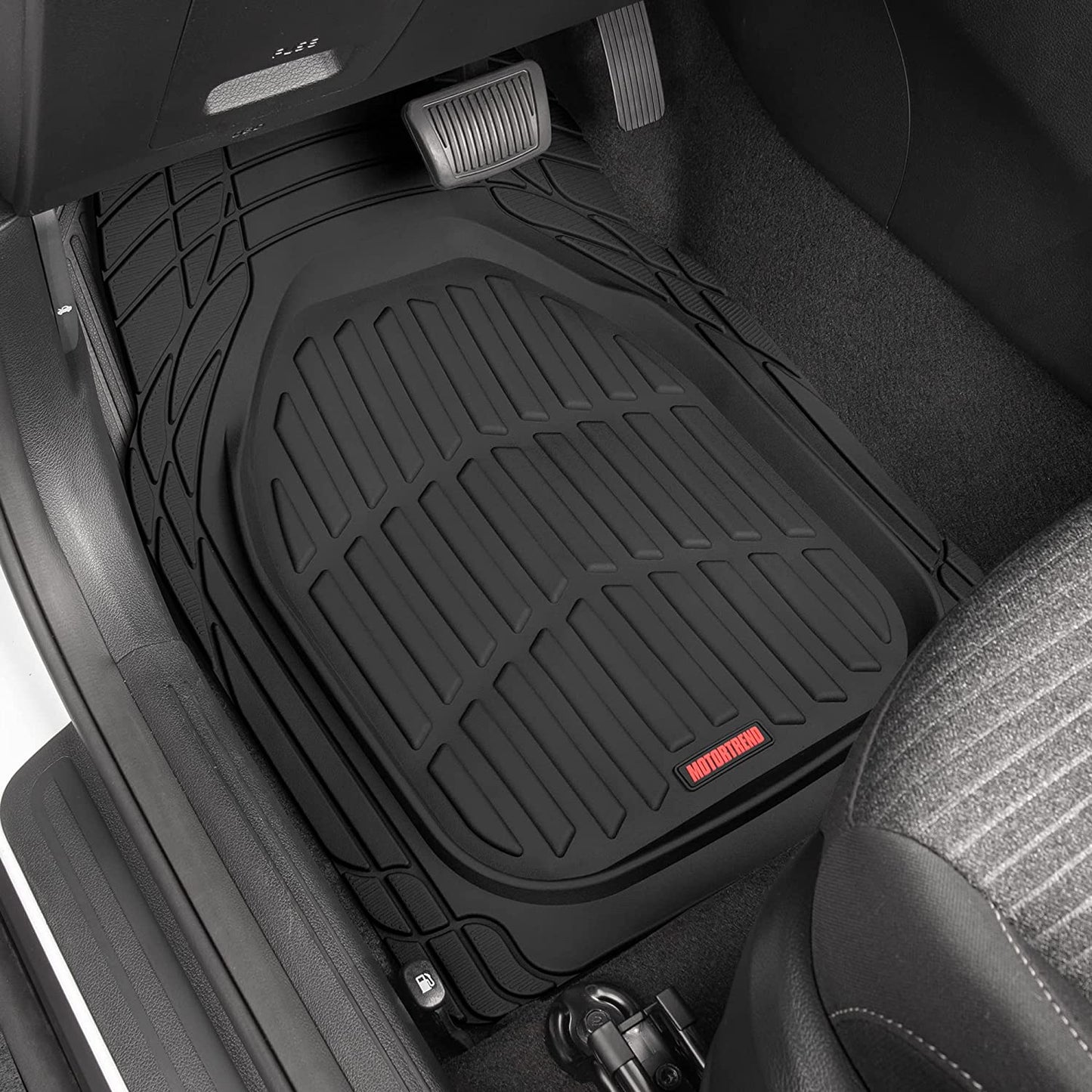 Universal Black All-Weather Car Floor Mats - Waterproof, Trim-To-Fit, Ideal for Cars, Trucks, and SUVs - Deep Dish Design, High-Quality Automotive Floor Liners