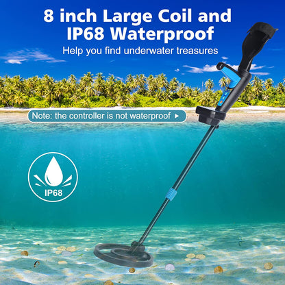 Metal Detector for Kids with 8'' Waterproof Coil, 32-41 Inches Adjustable Stem Kids Metal Detector, Lightweight and High Accuracy Gold Detector with DSP Chip