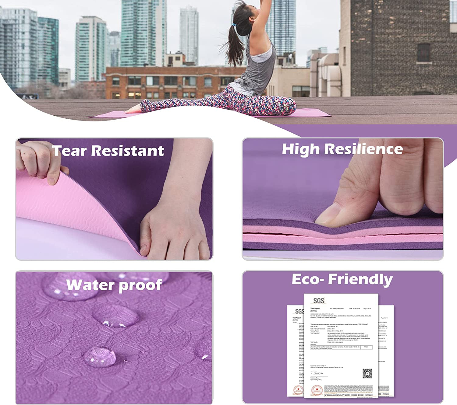 Premium Non-Slip Yoga Mat for Women - Eco-Friendly, Anti-Tear 1/4" Thick Pilates and Fitness Mat with Carrying Sling and Storage Bag, Ideal for Home Workouts