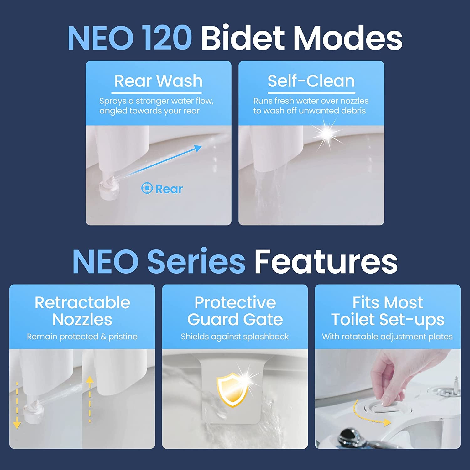 Hygienic Self-Cleaning Nozzle - Fresh Water Non-Electric Bidet Toilet Attachment 