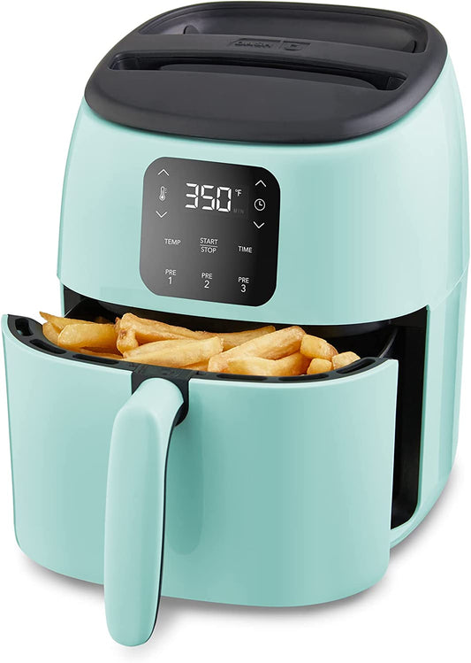 Air Fryer with Aircrisp Technology and Customized Cooking Options, Temperature Control, Auto Shut-off, 2.6 Quart Capacity - Aqua
