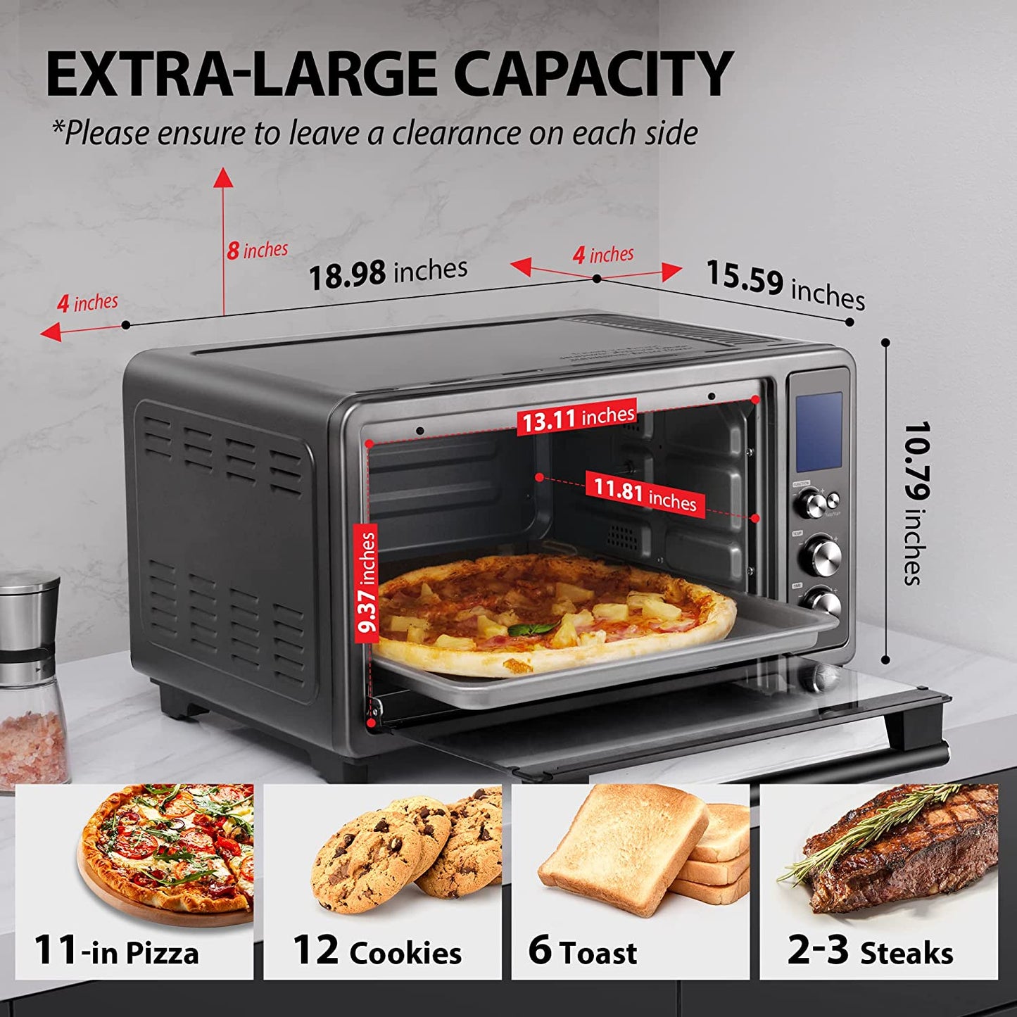 Toshiba High-Speed Convection Toaster Oven with Dual Infrared Heating, 10 Functions including Toast, Pizza, and Rotisserie, Spacious 6-Slice Capacity, 1700W