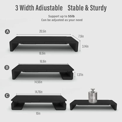 Foldable Monitor Stand Riser with Adjustable Height, Storage Drawer, Pen Slot, Phone Stand for Computer, Desktop, Laptop, Space-Saving Design