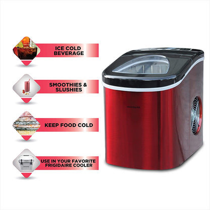 Stainless Steel Ice Maker, 26Lb per Day, RED STAINLESS