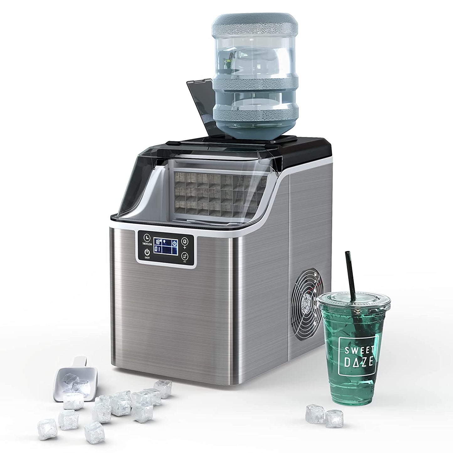 Portable Countertop Ice Maker with Auto Self-Cleaning Function, Rapid Ice Production - 40LBS/24H, Top Inlet Hole, Includes Ice Scoop and Basket - Ideal for Home, Office, and Party Use