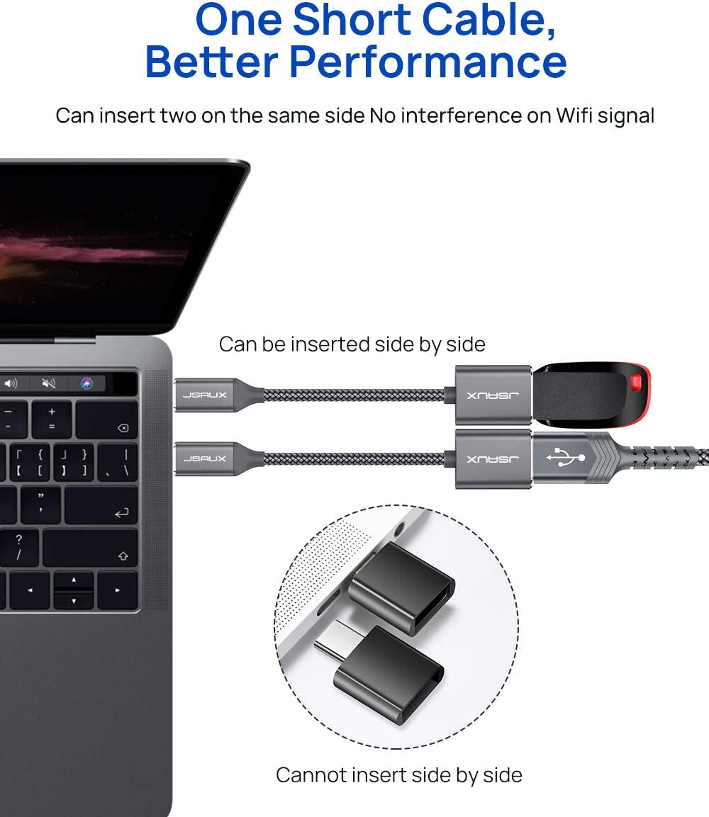 [2 Pack] USB C to USB Adapter , USB Type C Male to USB 3.0 Female OTG Cable Thunderbolt3 to USB Adapter - Compatible with Macbook Pro/Air (2019,/18/17), Samsung Galaxy