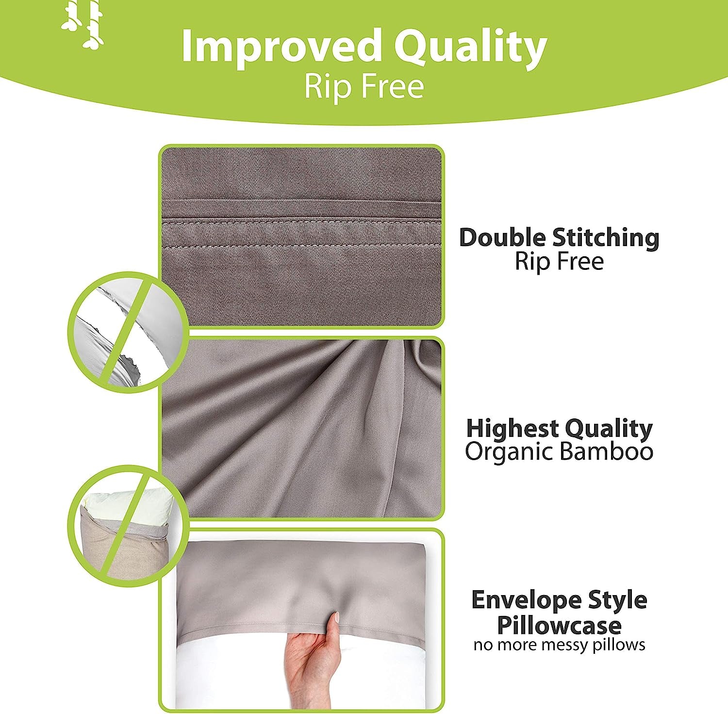 Premium Bamboo-Derived Viscose Pillowcases - Cooling Pillowcases for Hot Sleepers - Set of 2 Queen Size Pillowcases (20X30) - Stone Gray