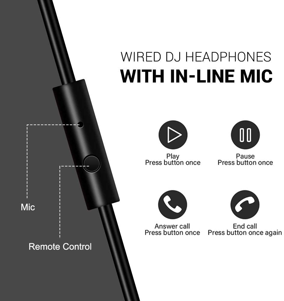 Wired over Ear Headphones Hi-Res Studio Monitor & Mixing DJ Stereo Headsets with 50Mm Neodymium Drivers and 1/4 to 3.5Mm Audio Jack for AMP Computer Recording Phone Piano Guitar Laptop - Black