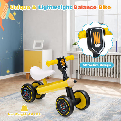 Baby Balance Bike with 4 Silent EVA Wheels and Limited Steering Capability
