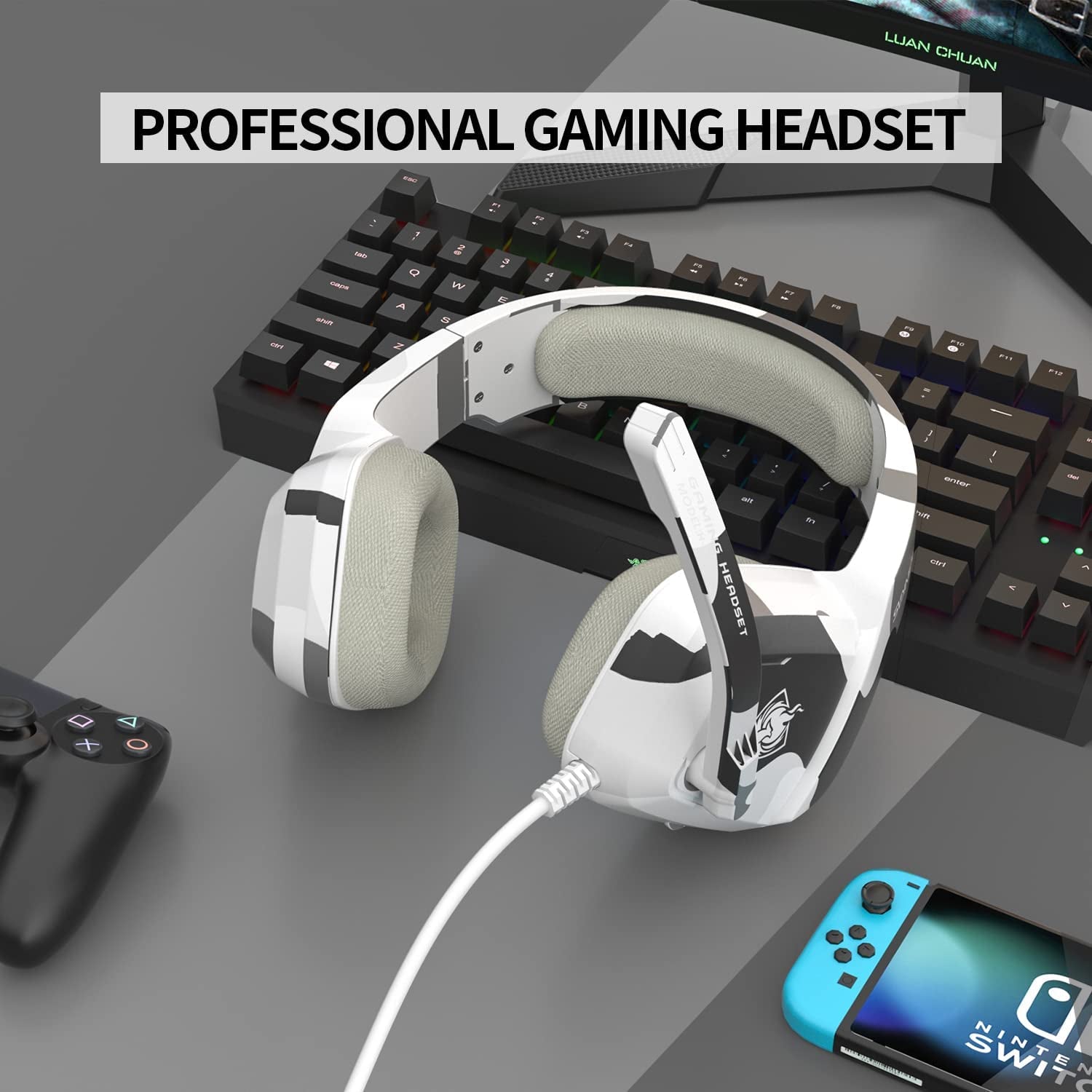 Multi-Platform Gaming Headset with Microphone - Compatible with PS4, Xbox One, PC, Mac, Nintendo Switch, 3.5mm Connectivity, Over-Ear Design with Noise-Cancellation