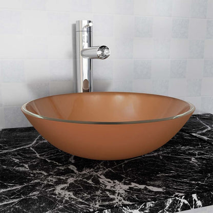 Basin Tempered Glass 16.5" Brown