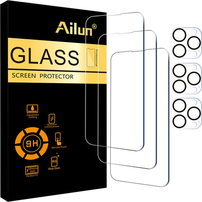 3 Pack Screen Protector and Camera Lens Protector for iPhone 14 Pro [6.1 Inch] - Sensor Protection, Dynamic Island Compatibility, Case Friendly Tempered Glass Film with 9H Hardness - HD Quality