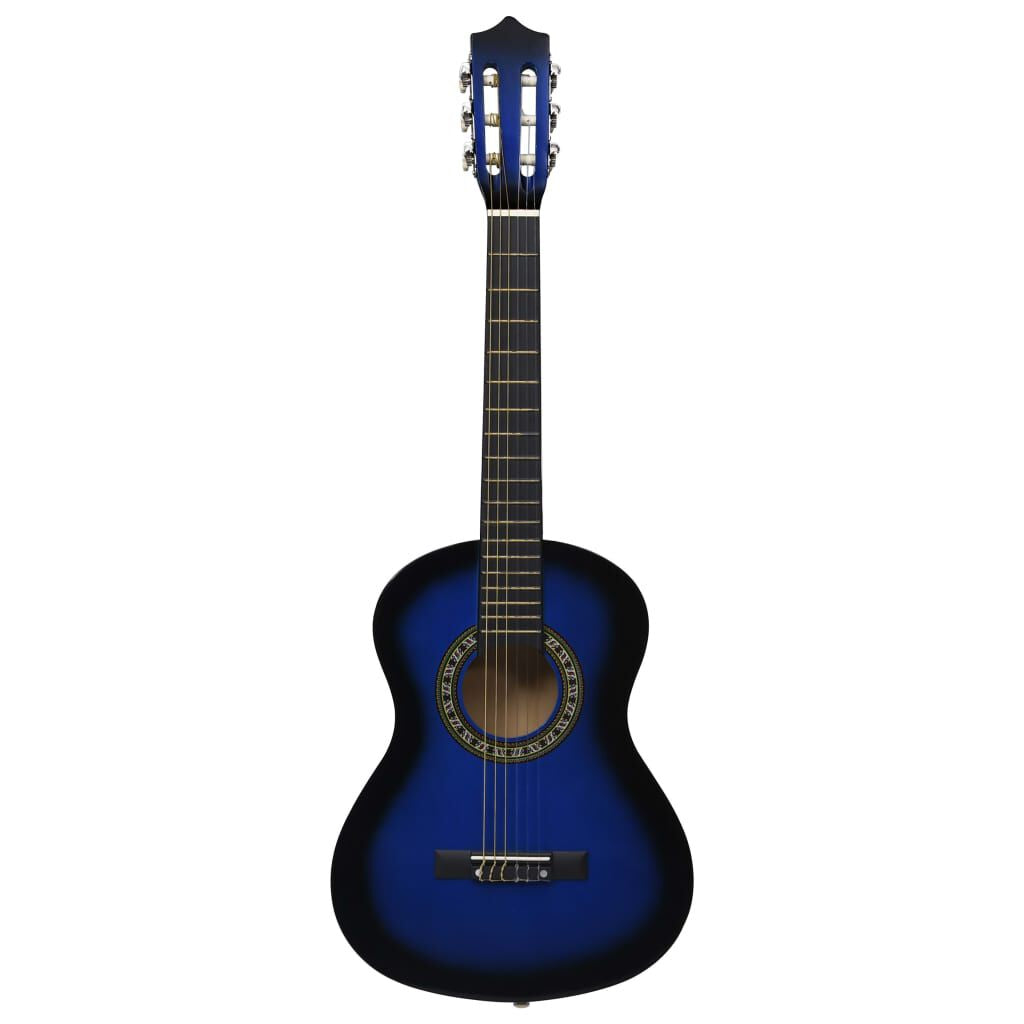  8-Piece Classical Guitar Beginner Set in Blue - 1/2 Size (34 inches)