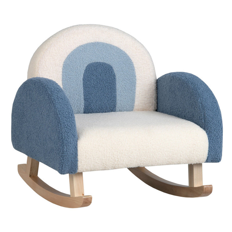 Children's Velvet Upholstered Rocking Chair with Solid Wood Legs