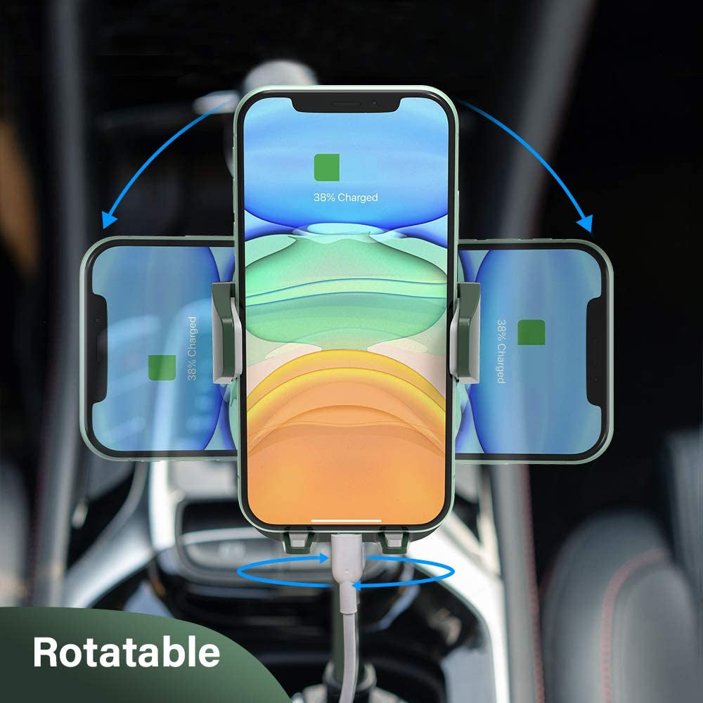 Universal Car Phone Holder with 360° Rotatable Cup Mount for iPhone, Samsung Galaxy, LG - Black/Green