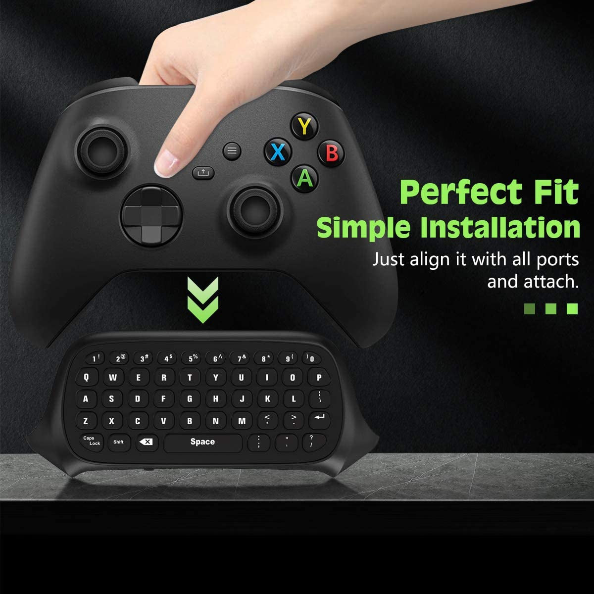 Wireless Mini Chatpad Keypad with Green Backlight and Headset Compatibility for Xbox One, Xbox Series X/S, One S/One Elite/2, 2.4G Receiver 