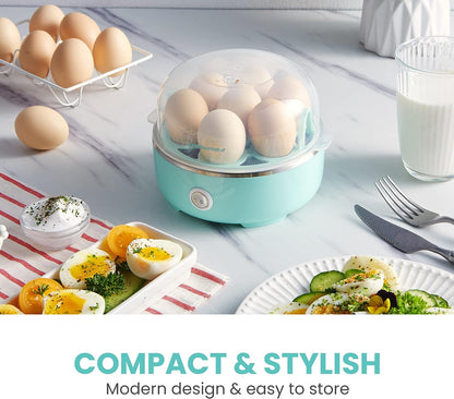 Electric Egg Cooker with 7-Egg Capacity, Auto Shut-Off, and Measuring Cup - Soft, Medium, Hard-Boiled - BPA Free - Retro Mint