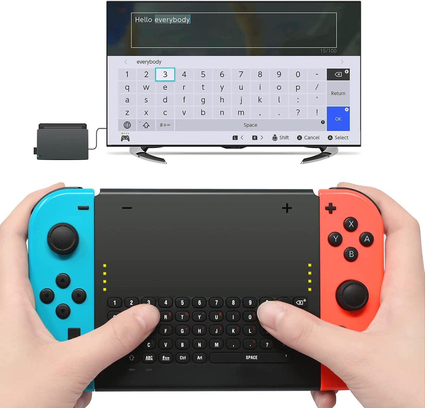 2.4G Wireless Keyboard with USB Receiver for Nintendo Switch/Switch OLED - Rechargeable Handheld Remote Control Gamepad Chatpad Message Keyboard