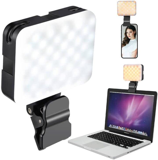 Portable Rechargeable Selfie Light with High Power LED Fill, Adjustable Brightness for Phones, iPhones, Androids, iPads, Laptops - Ideal for Makeup, Selfies, Vlogs, and Video Conferences