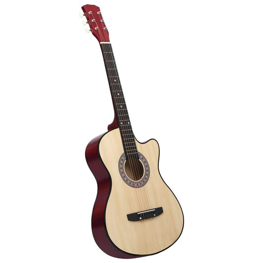 Premium Western Acoustic Cutaway Guitar - 38" Basswood Body with 6 Strings