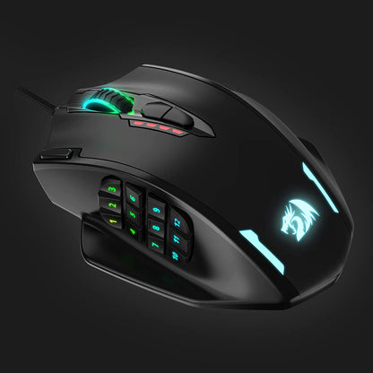RGB LED Gaming Mouse with 12 Side Buttons, High Precision Optical Wired Ergonomic Gamer Mouse, Max 12,400DPI, 20 Programmable Macro Shortcuts